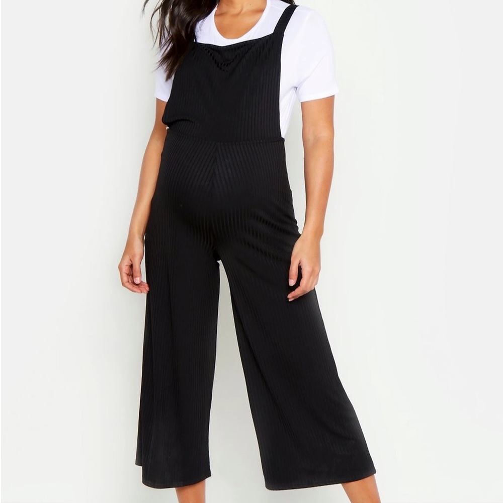 Boohoo Black Maternity Overalls